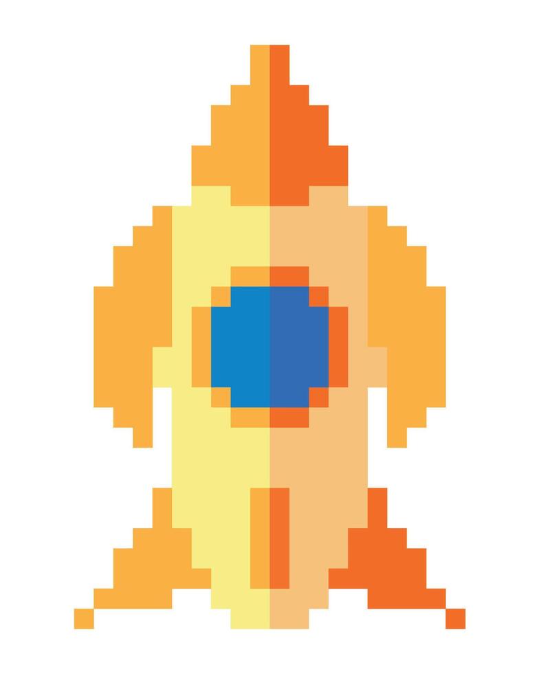 battle ship pixels yellow isolated icon vector