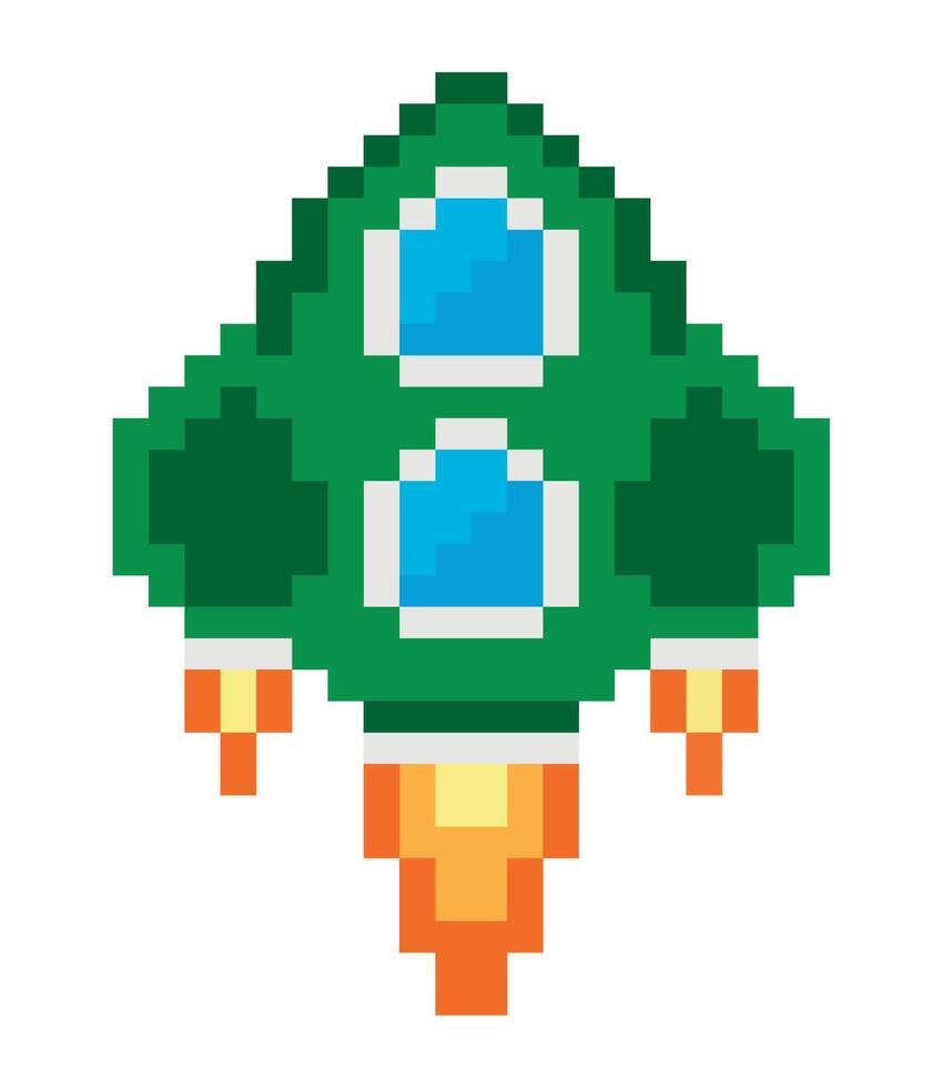 battle ship pixels green isolated icon vector