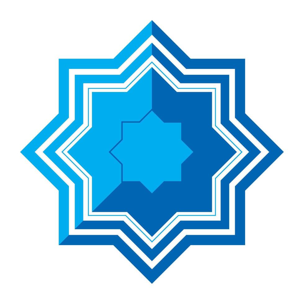 islamic star blue color isolated icon vector