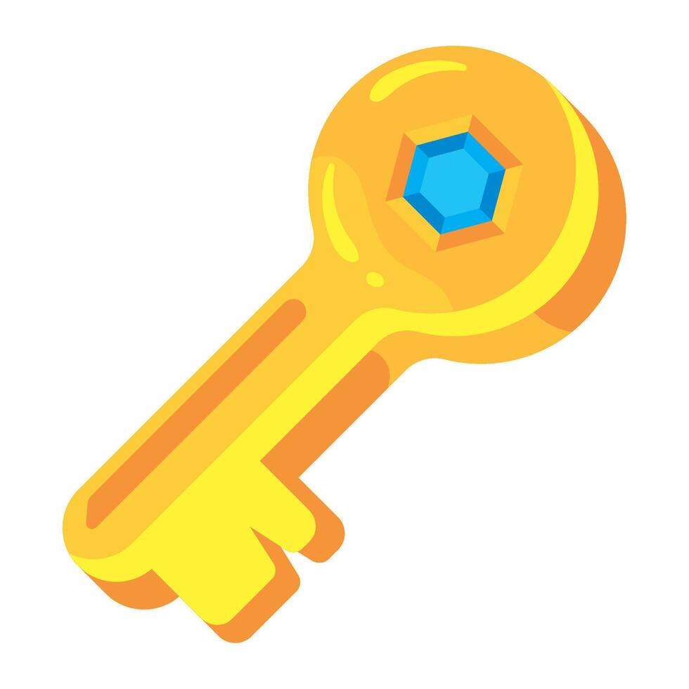 key game with bright stone isolated icon vector