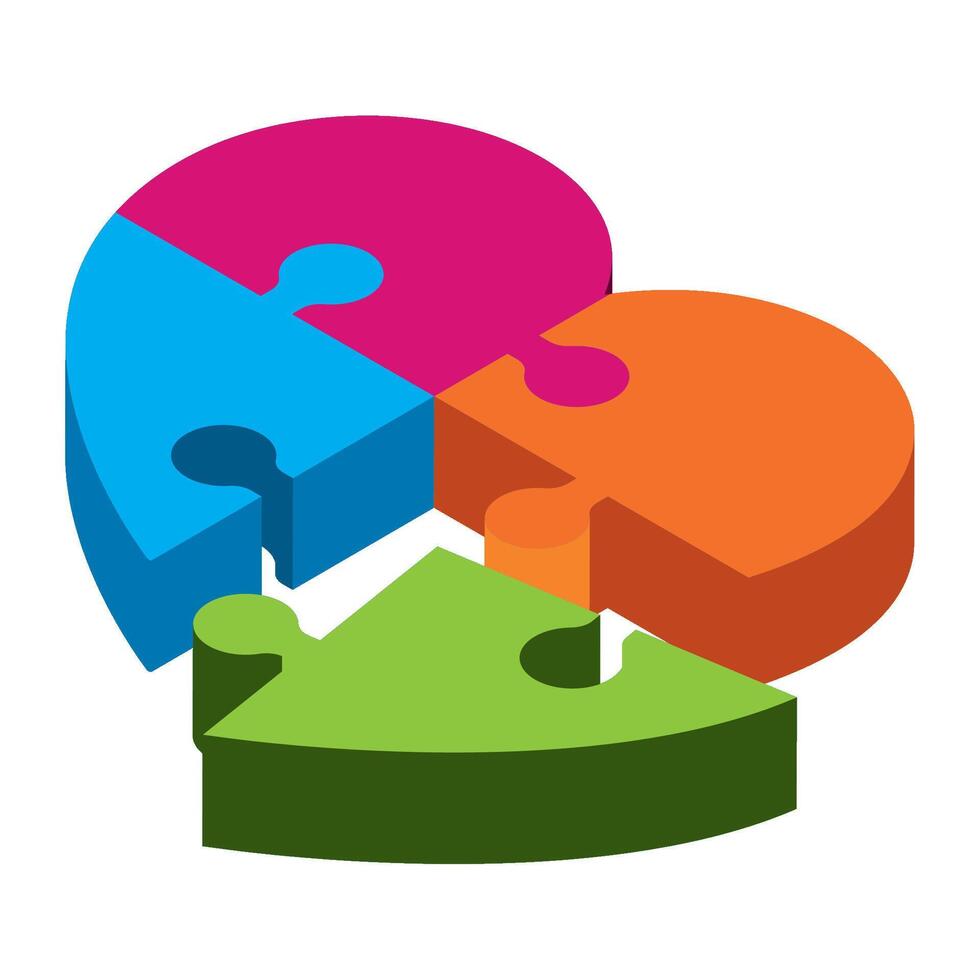 puzzle pieces heart shape illustration isolated vector