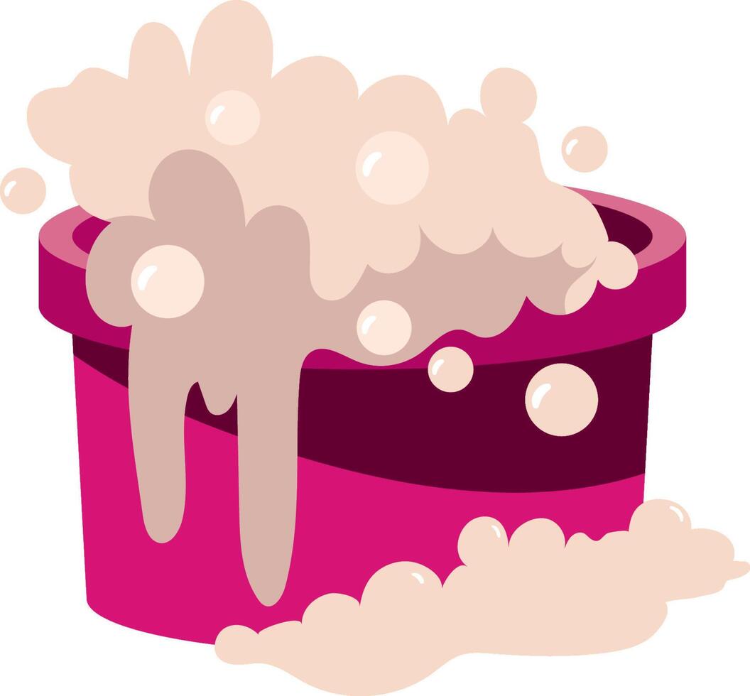 cleaning product bucket with foam illustration isolated vector