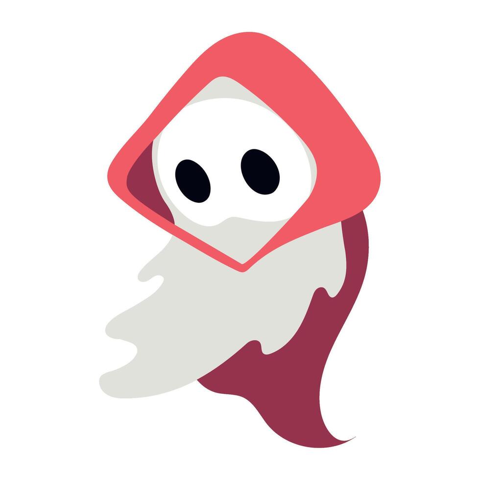 halloween ghost red cape illustration isolated vector