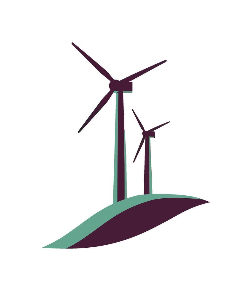 Wind turbine spinning, powering icon isolated vector