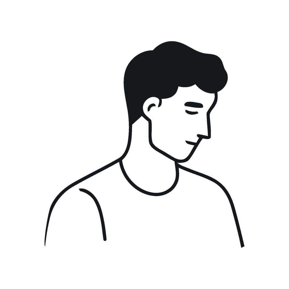young man in black and white style icon isolated vector