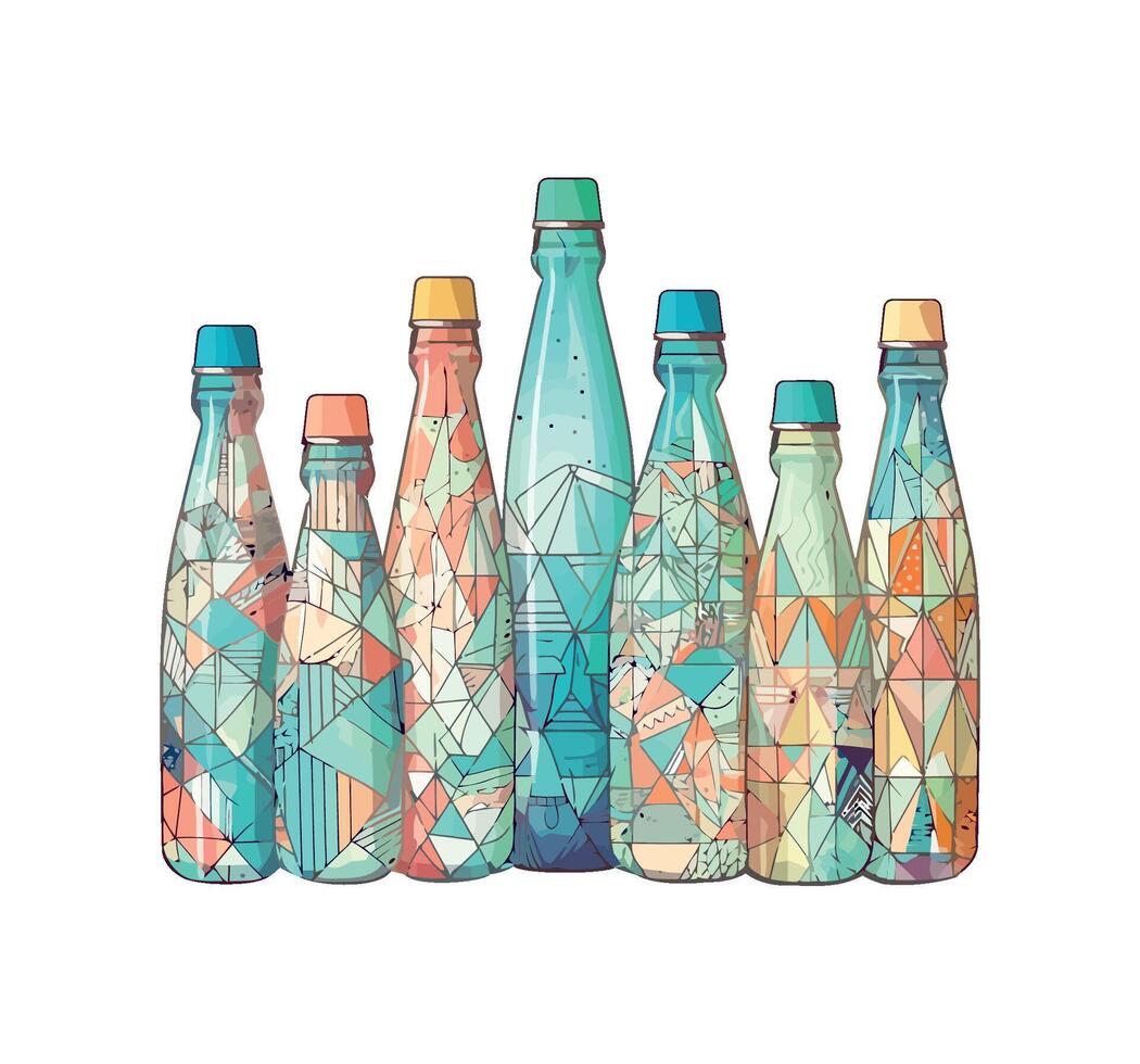 abstract stylish glass bottles icon isolated vector