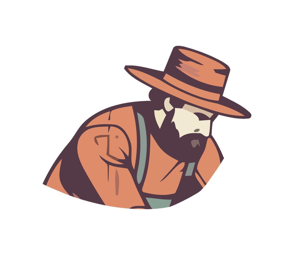 One person, a cowboy, portrait icon isolated vector