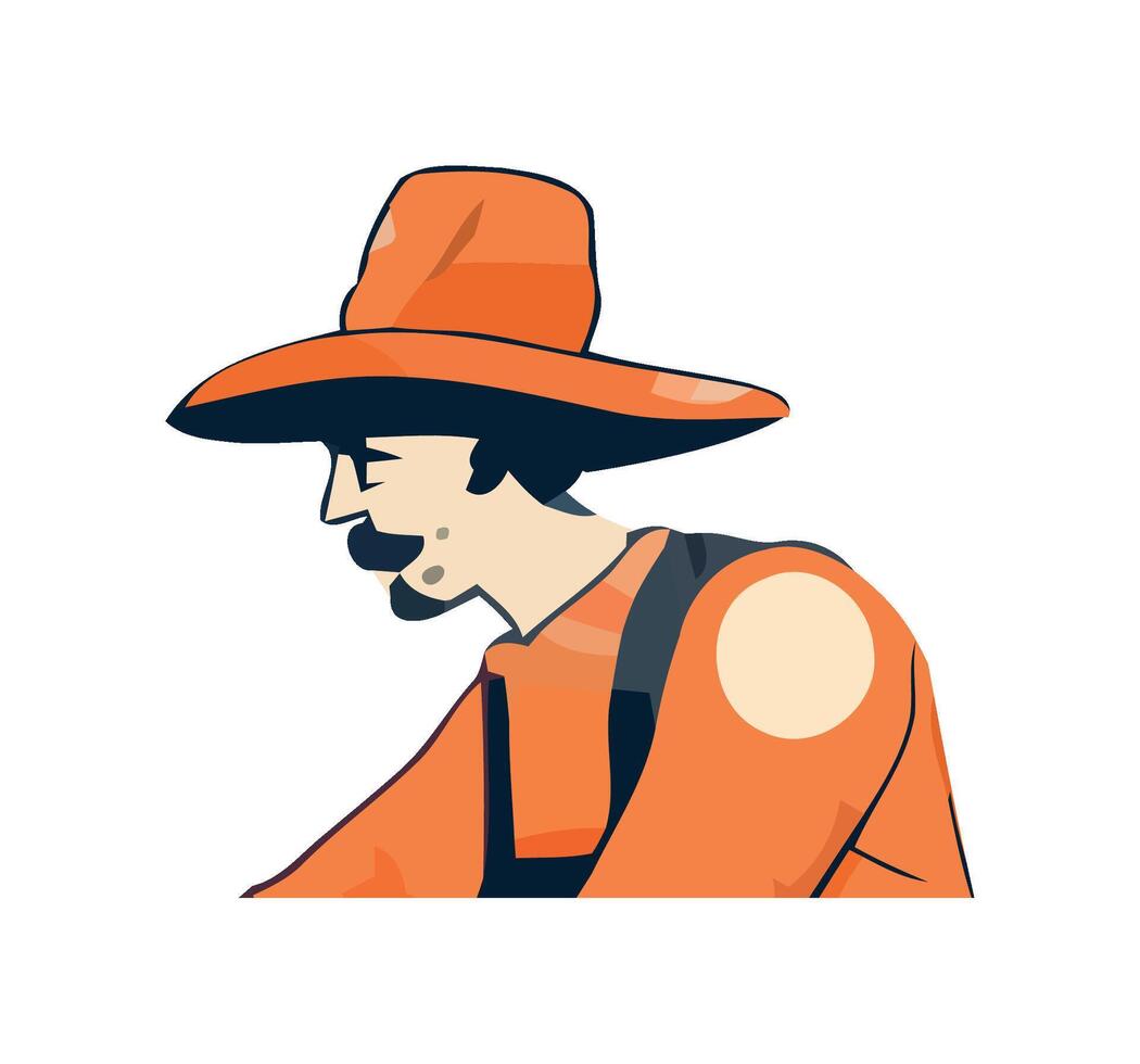 One person working outdoors wearing orange cap icon isolated vector