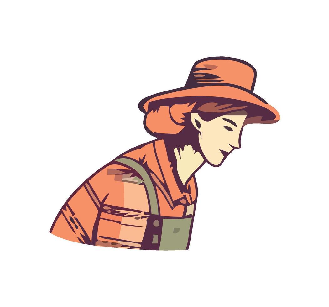 Smiling farmer woman working outdoors icon isolated vector
