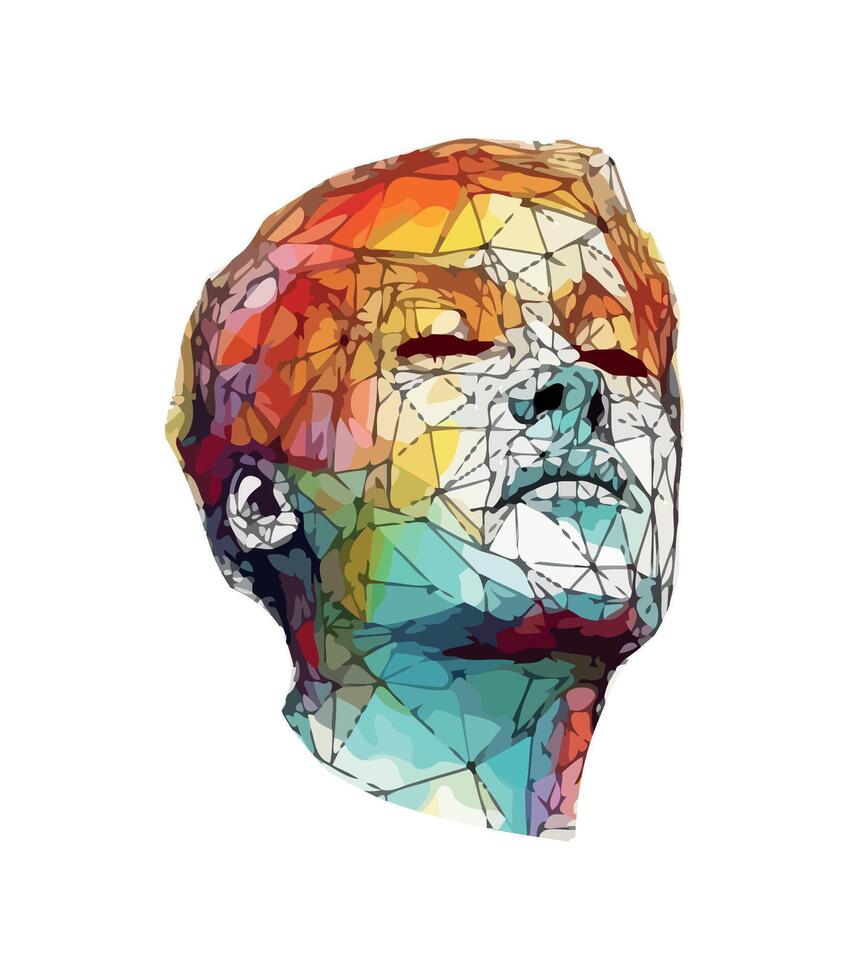 Abstract portrait of young adults in abstract colors icon isolated vector