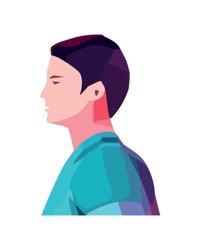 profile young man character icon isolated vector