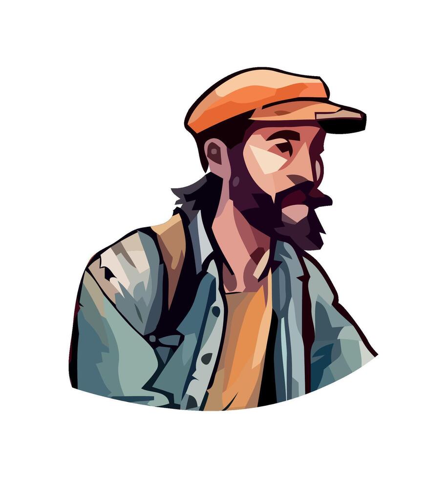 One fashionable man with beard icon isolated vector