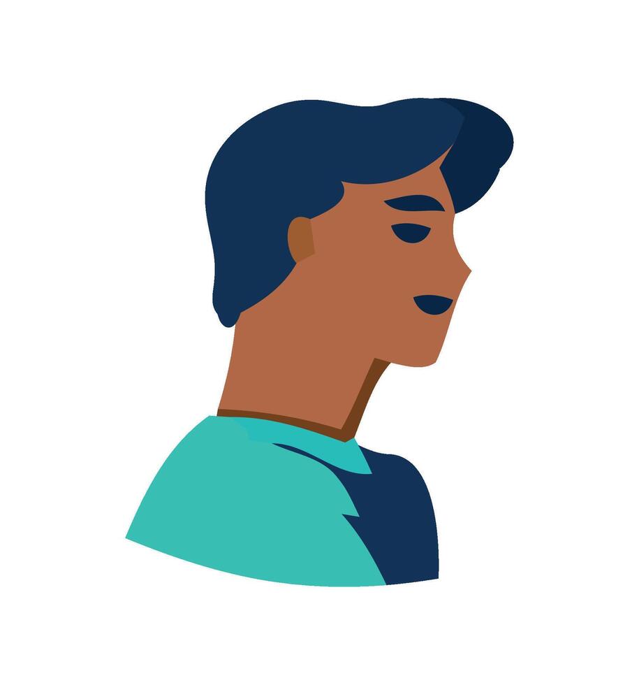 young man profile character icon isolated vector