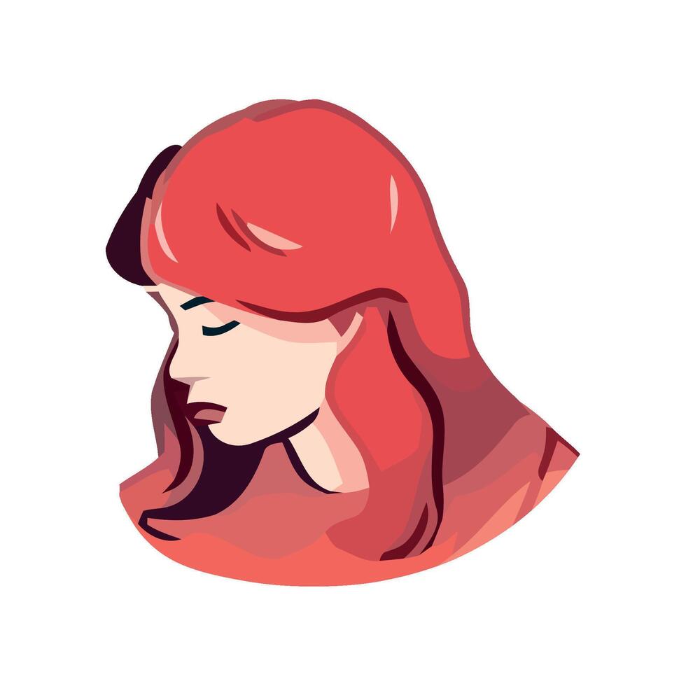 Cute cartoon girl with red hair smiling icon isolated vector