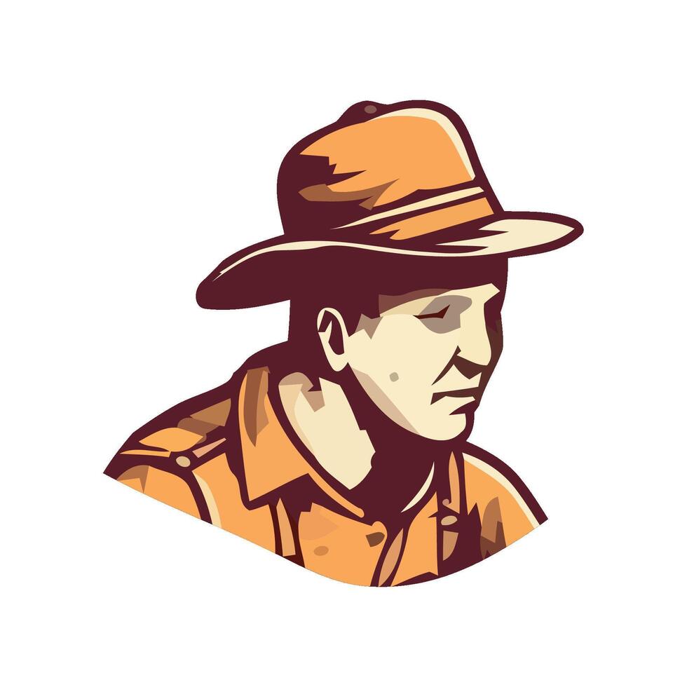 vintage cowboy avatar looking at icon isolated vector