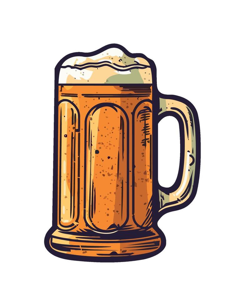 Frothy beer in a gold glass mug icon isolated vector