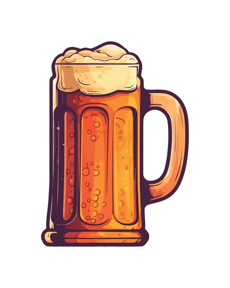 Frothy beer in glass, perfect celebration icon isolated vector