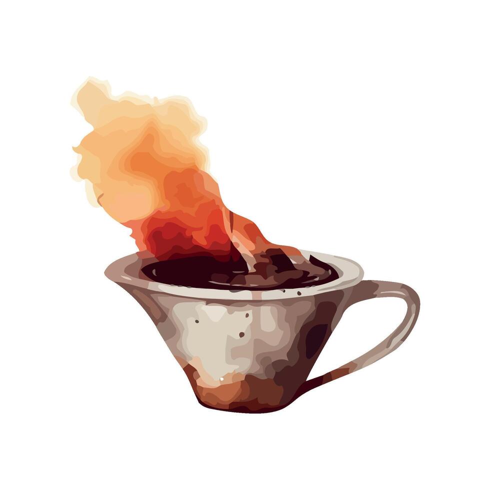 Hot drink in mug, steam rising up icon isolated vector