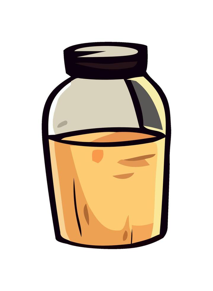 Transparent glass jar with organic honey inside icon isolated vector
