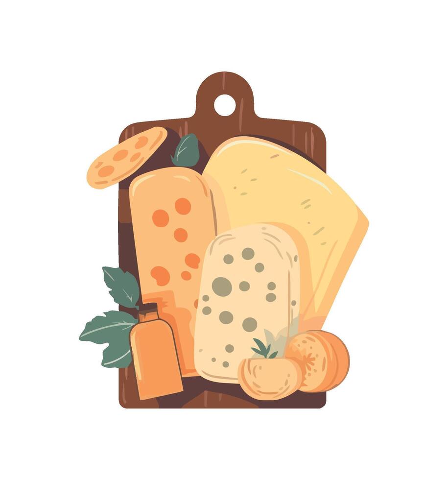 Fresh organic cheese with bread and vegetables icon isolated vector