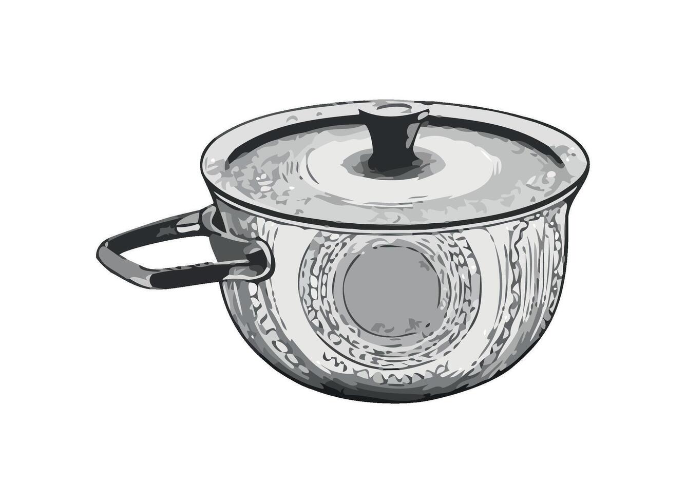 Metallic cooking pan with handle icon isolated vector