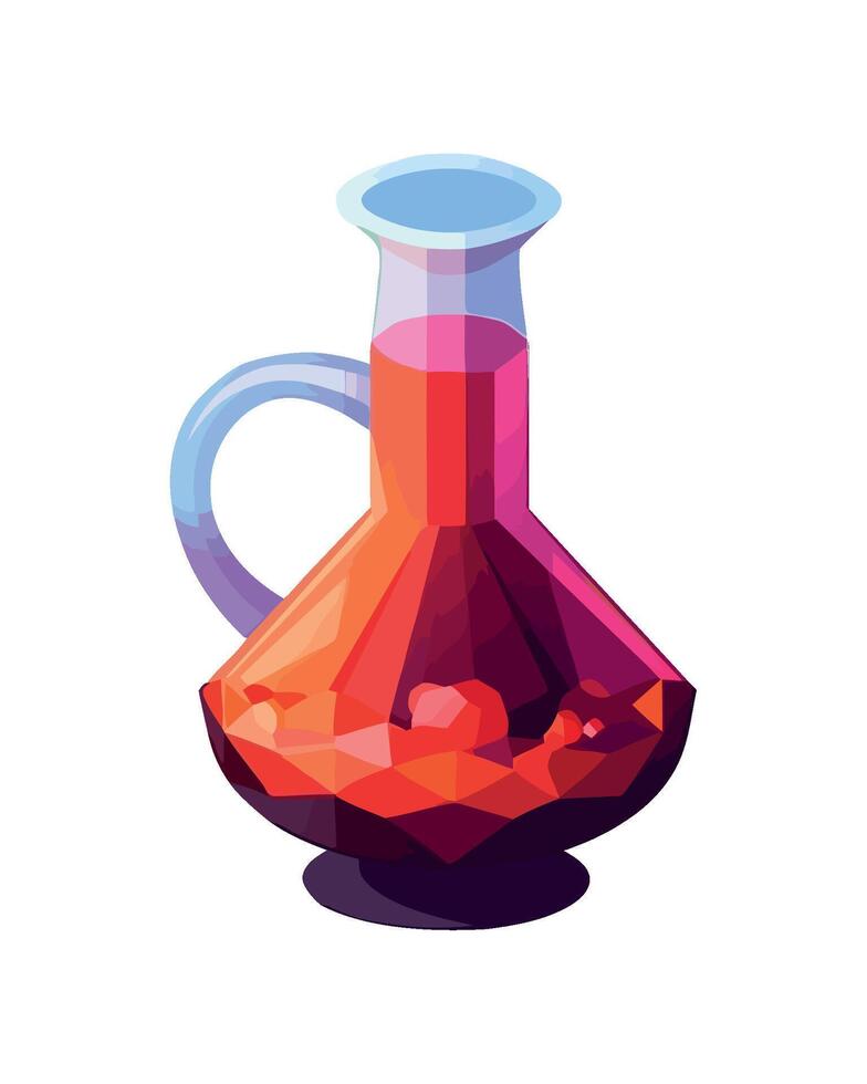 Transparent glass vase with abstract design icon isolated vector