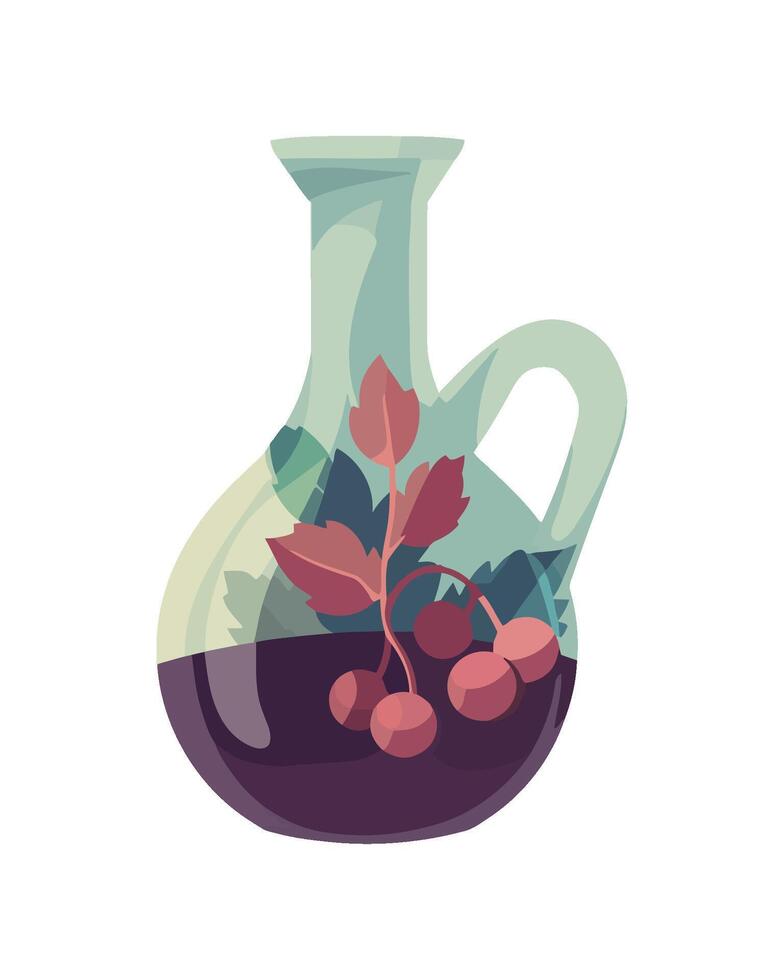 Fresh berry wine in organic jar decoration icon isolated vector