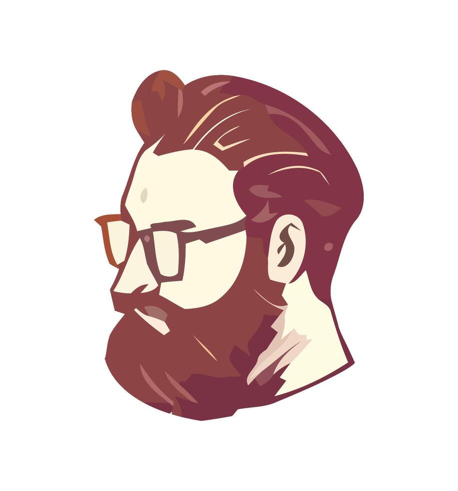 young adult with beard and eyeglasses icon isolated vector