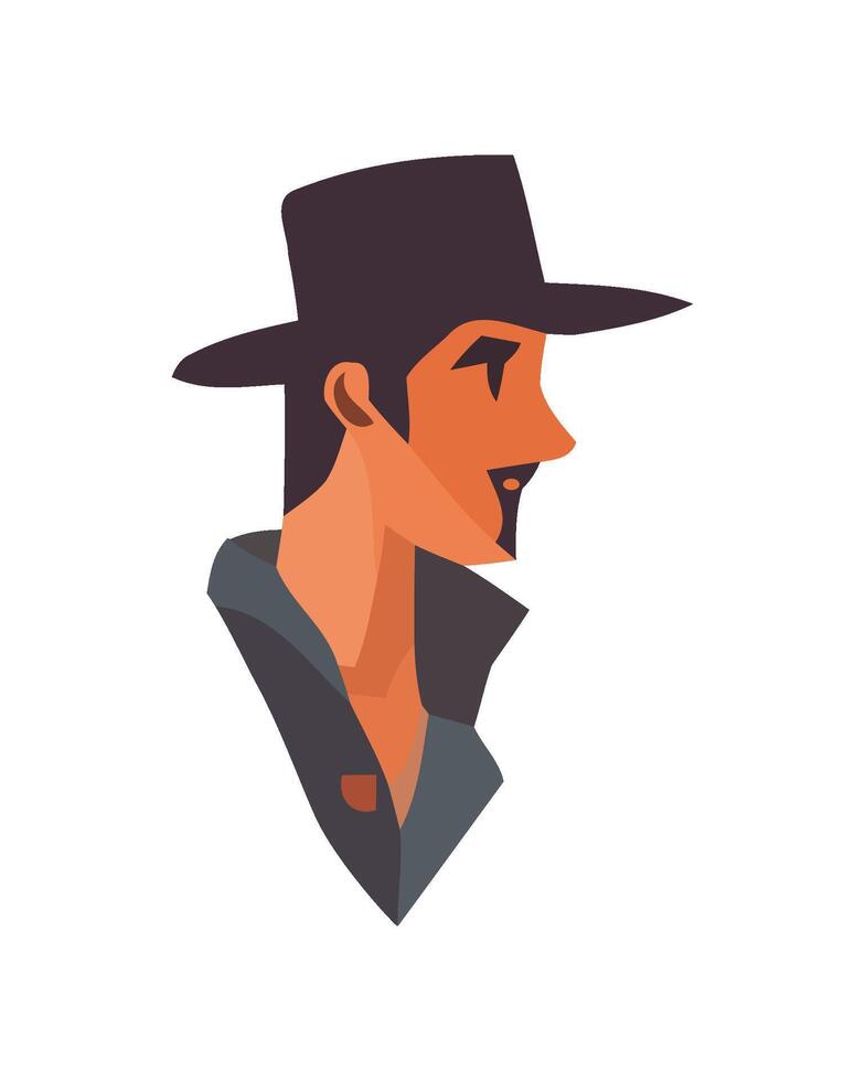 portrait cowboy with hat icon isolated vector