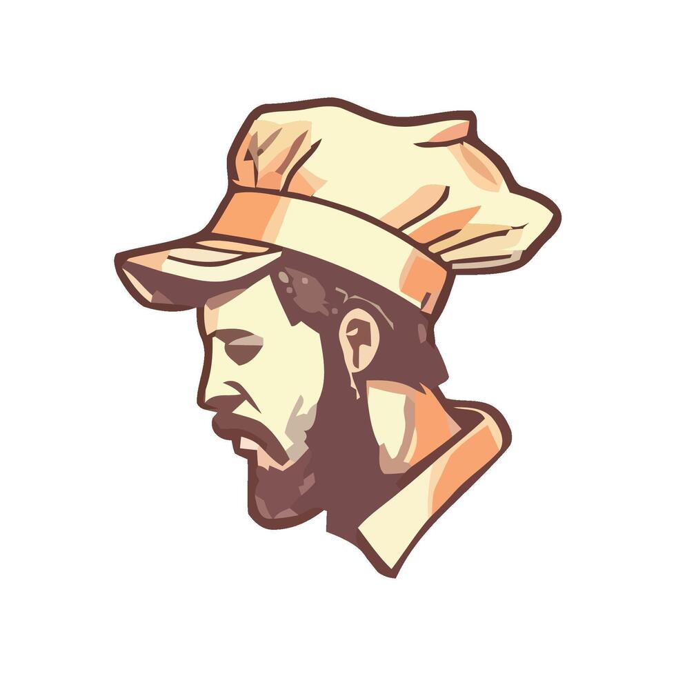 Smiling chef in uniform cooks gourmet meal icon isolated vector