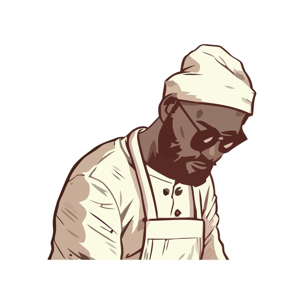 One cheerful chef in apron icon isolated vector