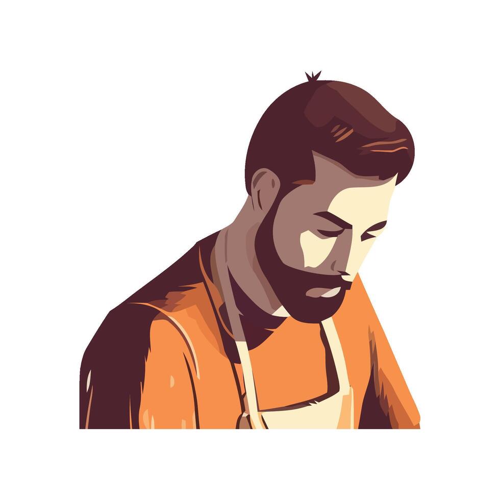 man adult working with apron icon isolated vector