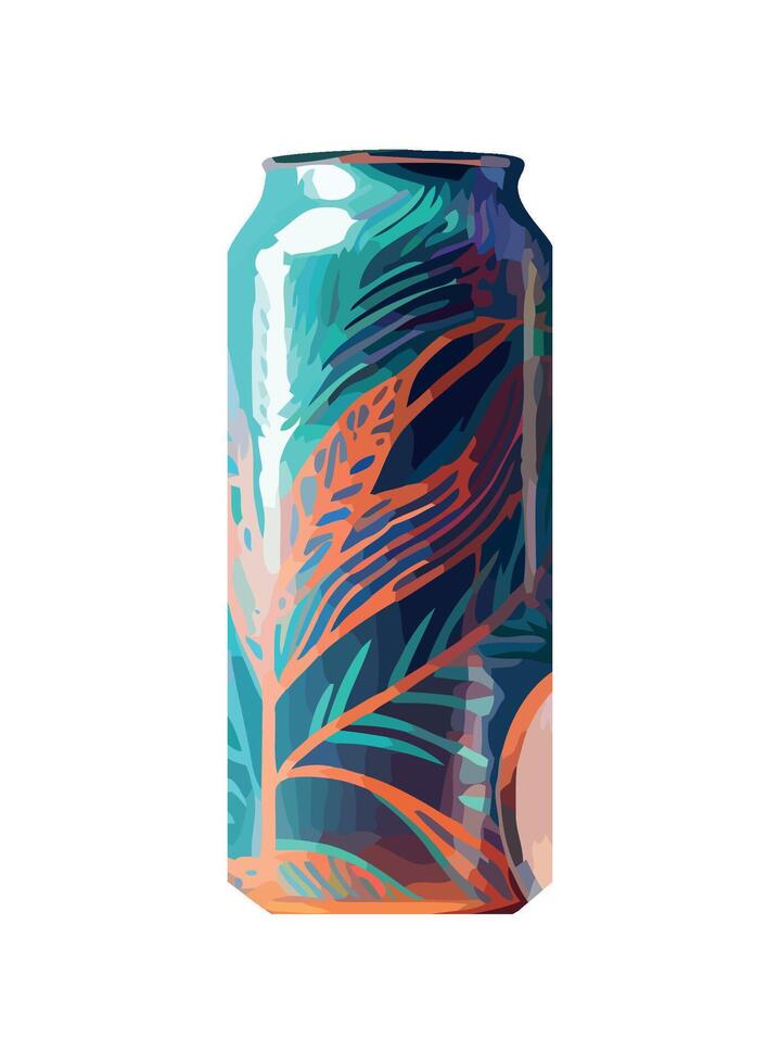Refreshing soda bottle with abstract blue design icon isolated vector