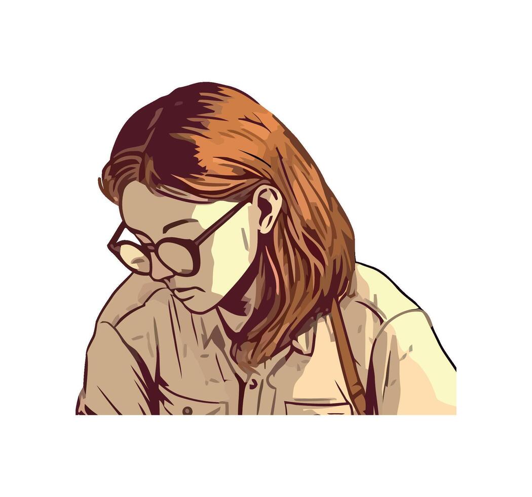 cartoon woman avatar with eyeglasses icon isolated vector