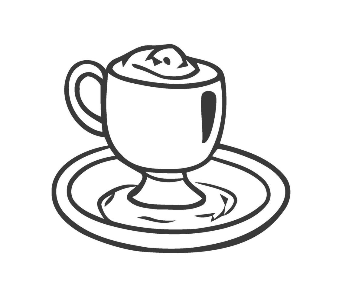 Hot coffee in a mug with saucer icon isolated vector