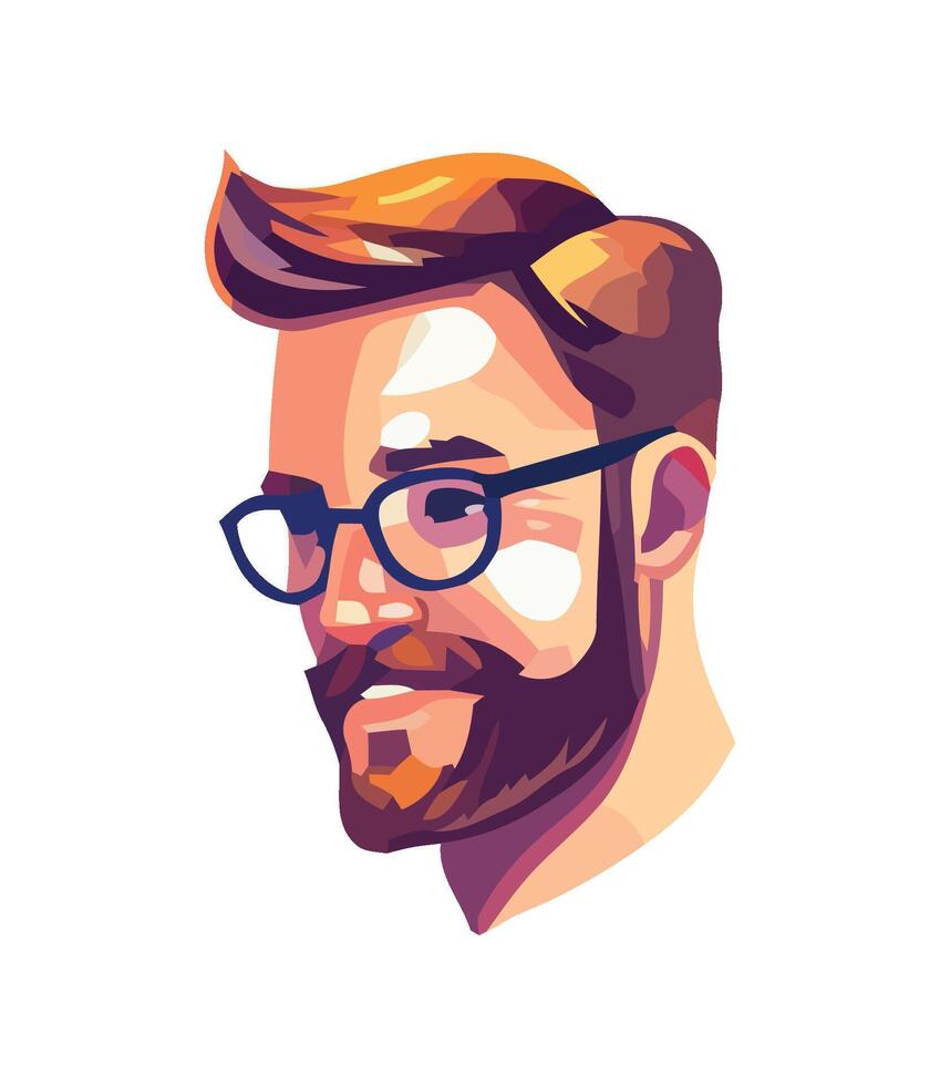 Smiling businessman with beard and eyeglasses isolated vector