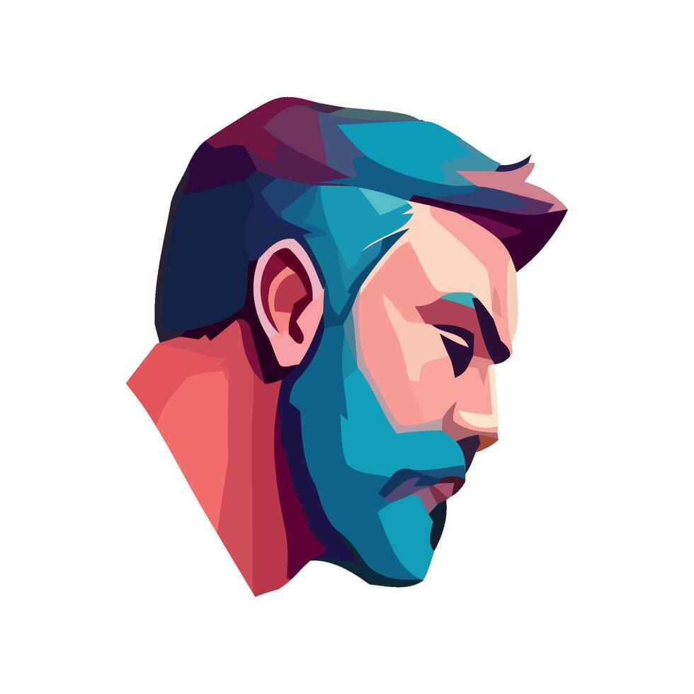 Modern man with blue beard cartoon icon isolated vector