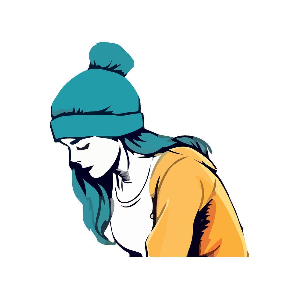 Winter fashion icon Smiling woman icon isolated vector