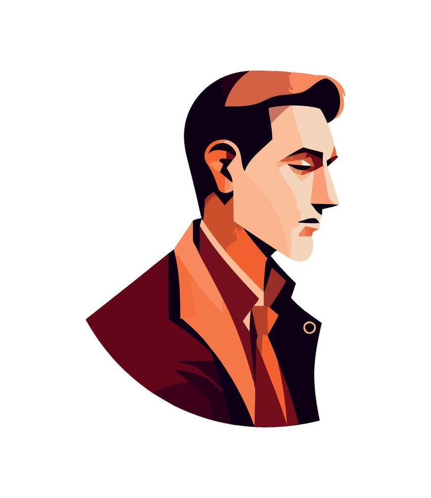 Confident businessman in suit, illustration icon isolated vector