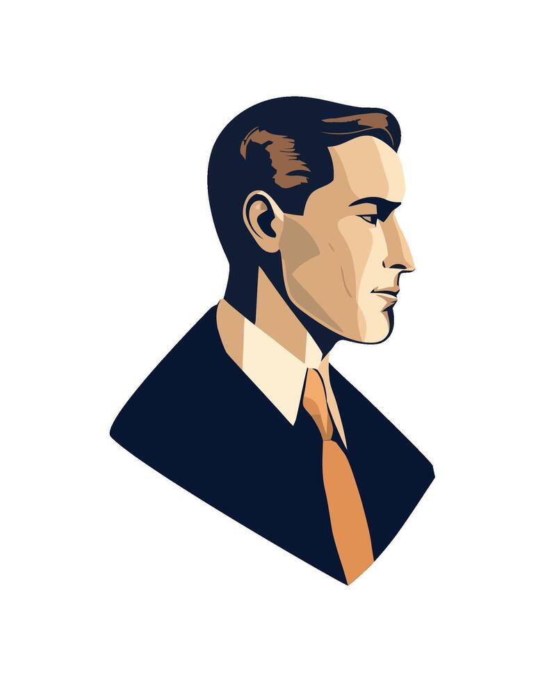 Successful businessman avatar, corporate business icon isolated vector