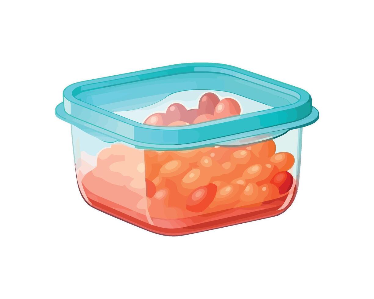Fresh snack in transparent plastic container icon isolated vector