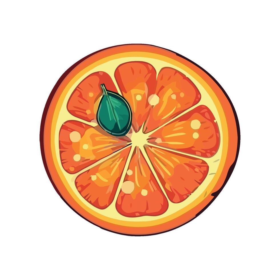 Fresh orange slice, healthy eating icon isolated vector