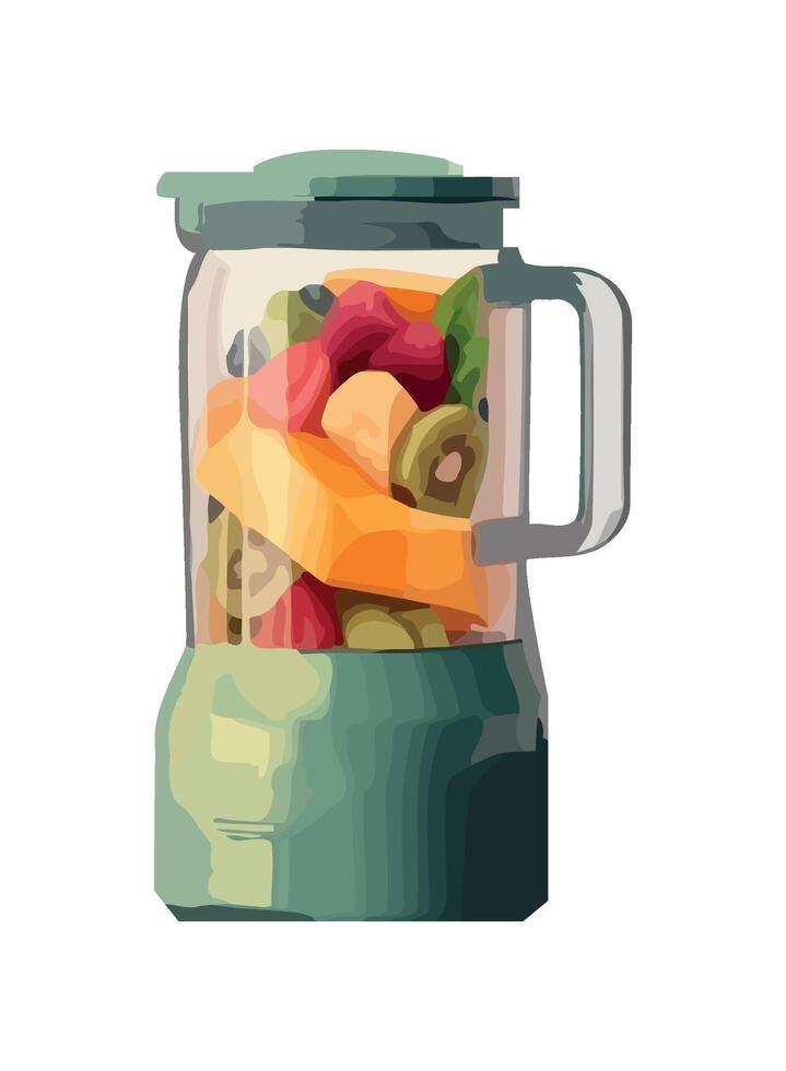 Fresh fruit in a blender, healthy eating icon isolated vector