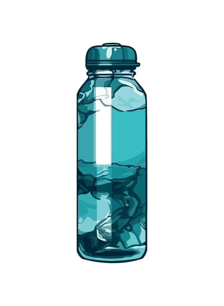 Transparent glass bottle with liquid inside icon isolated vector