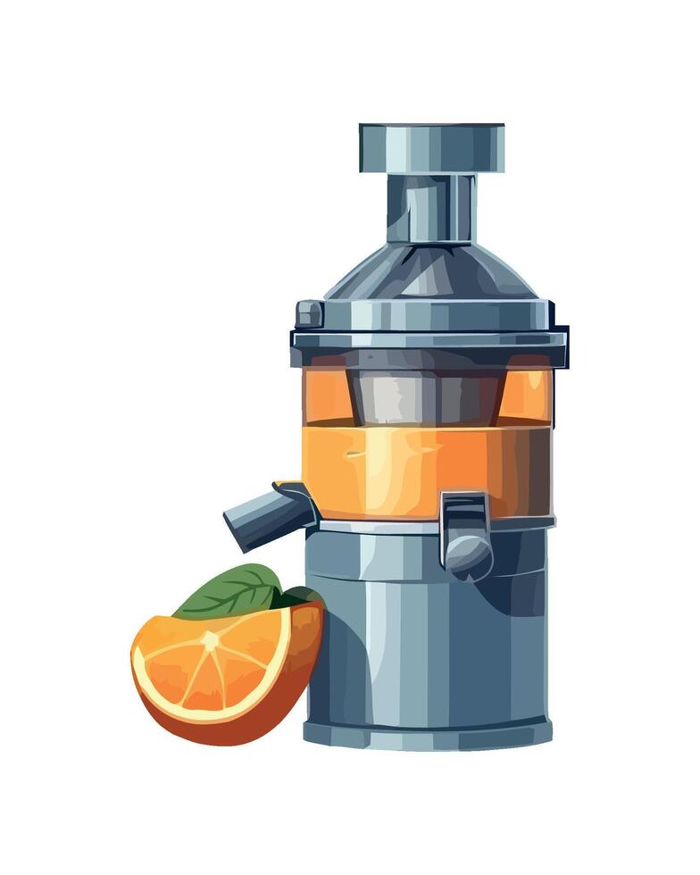 Fresh orange juice in juicer equipment icon isolated vector