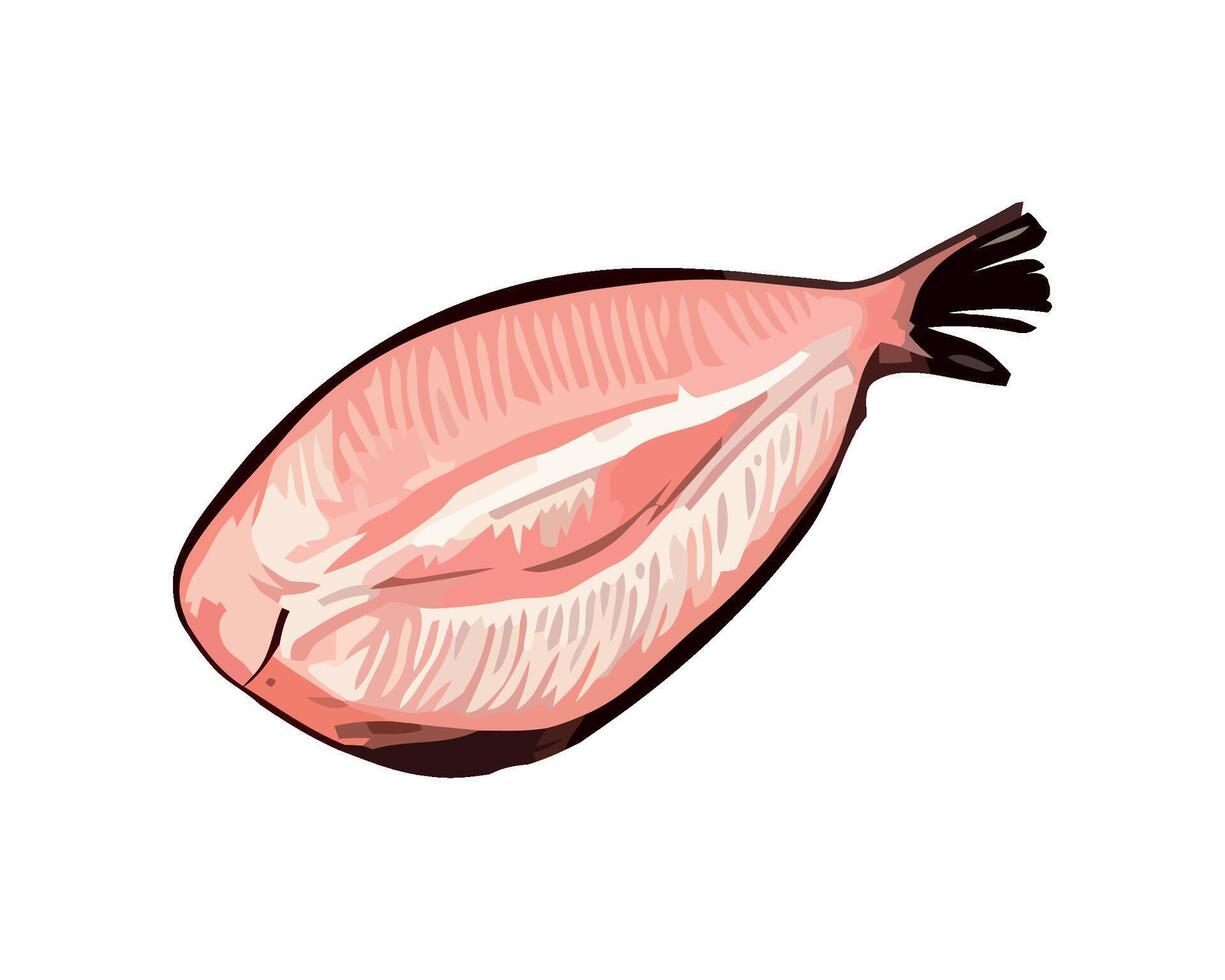 Fresh slice fish cooking in gourmet kitchen icon isolated vector