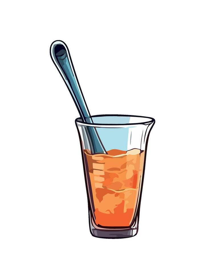 Transparent glass of fresh cocktail with spoon icon isolated vector