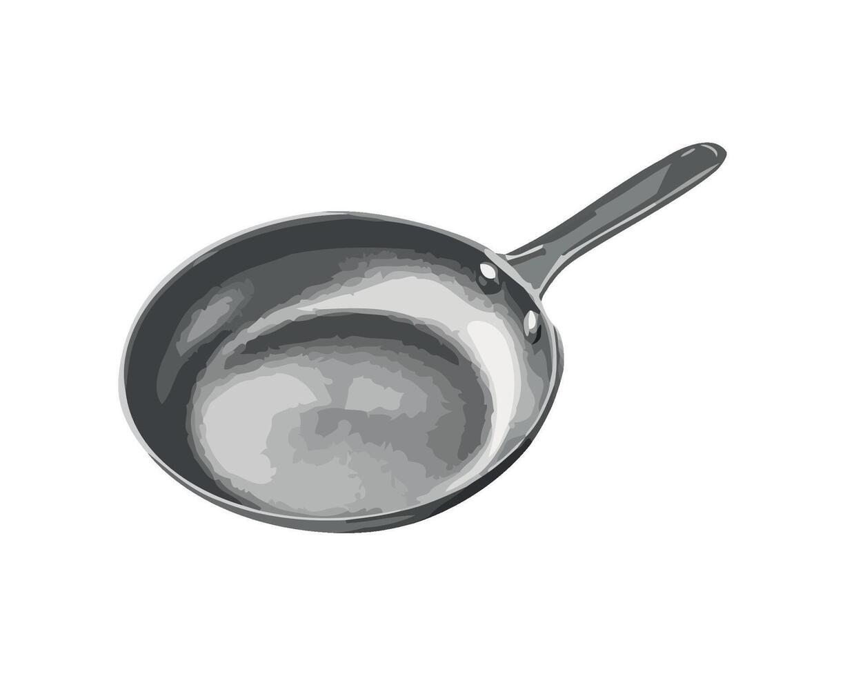 Fried meal in metallic cooking pan handle icon isolated vector