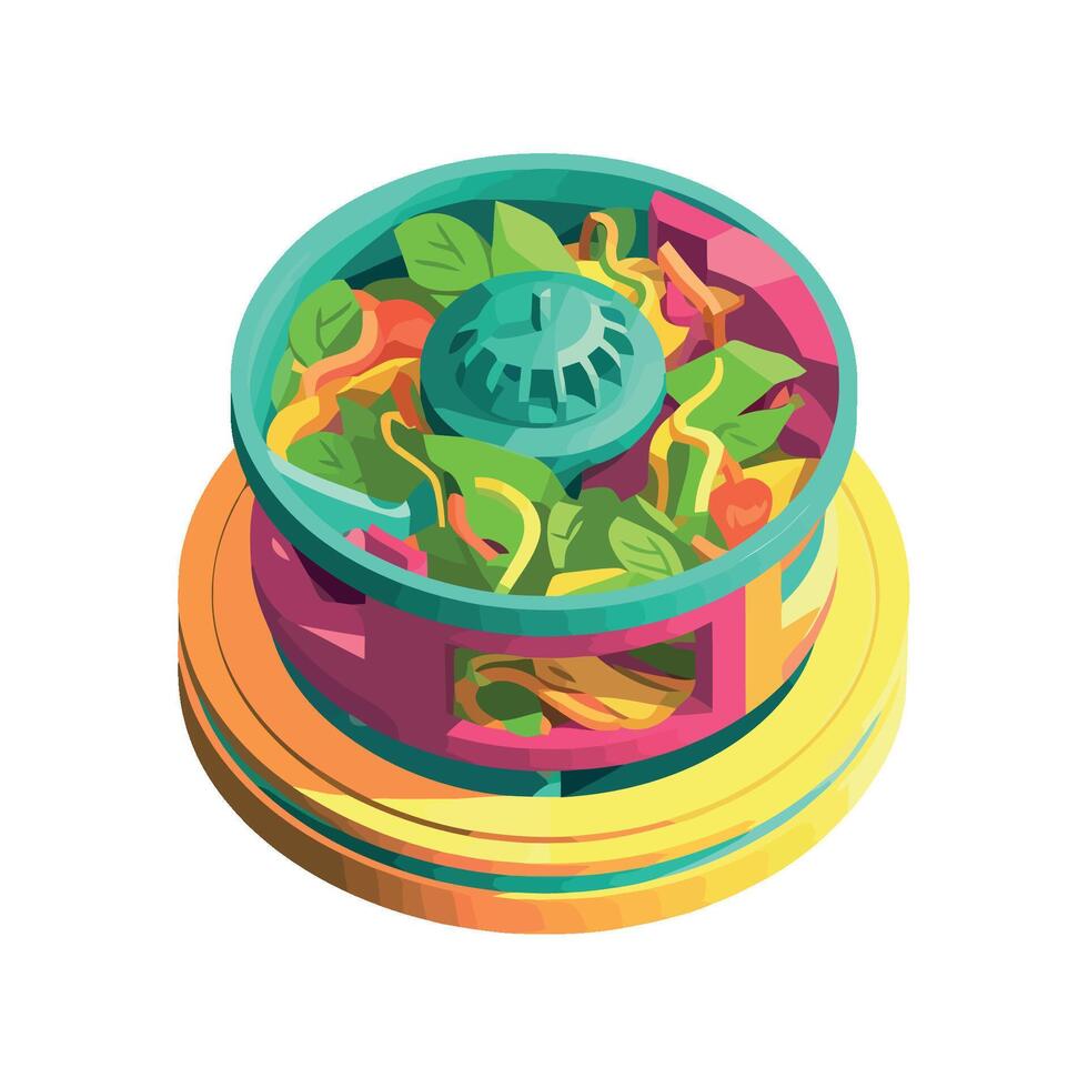 Gourmet meal in a bowl with vegetables icon isolated vector