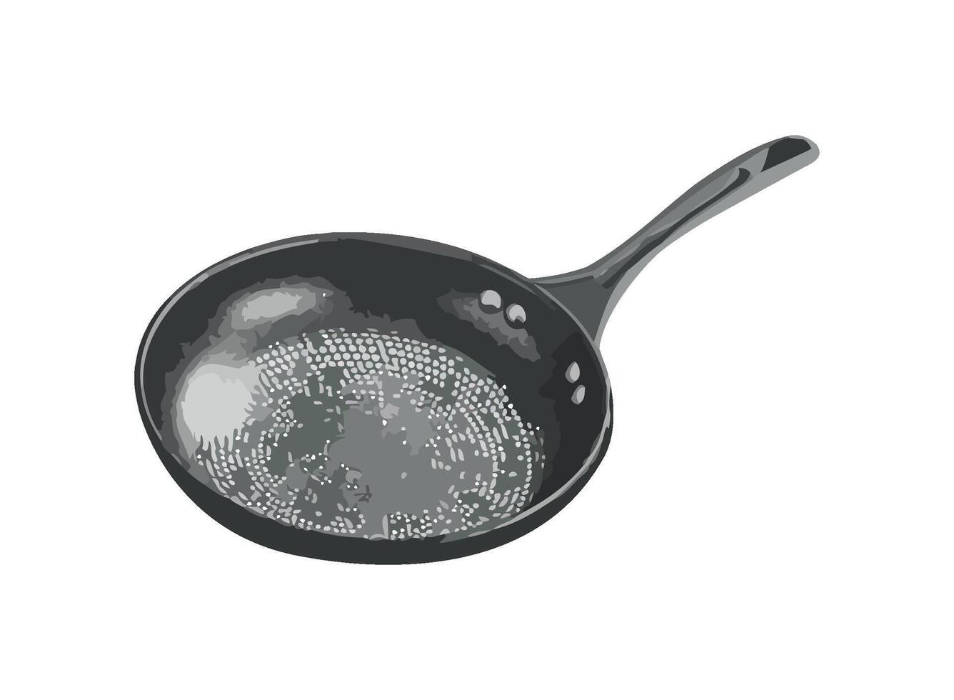 Clean chrome frying pan with metal handle icon isolated vector